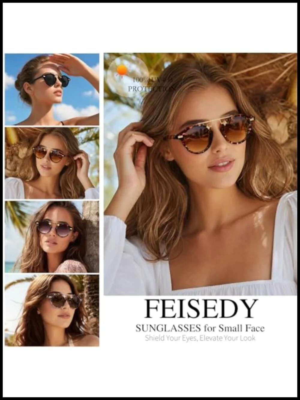 Retro Round Metal Brow Sunglasses with UV400 Protection for Small Face